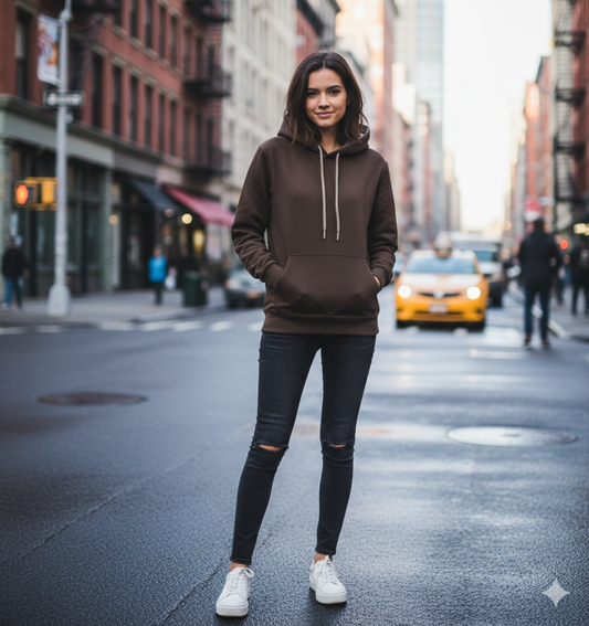Felpa Donna Hoodie Cioccolato