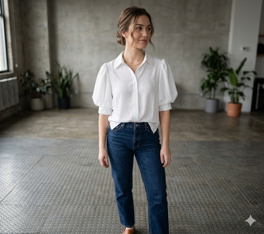 Camicia Donna Manica Bombata