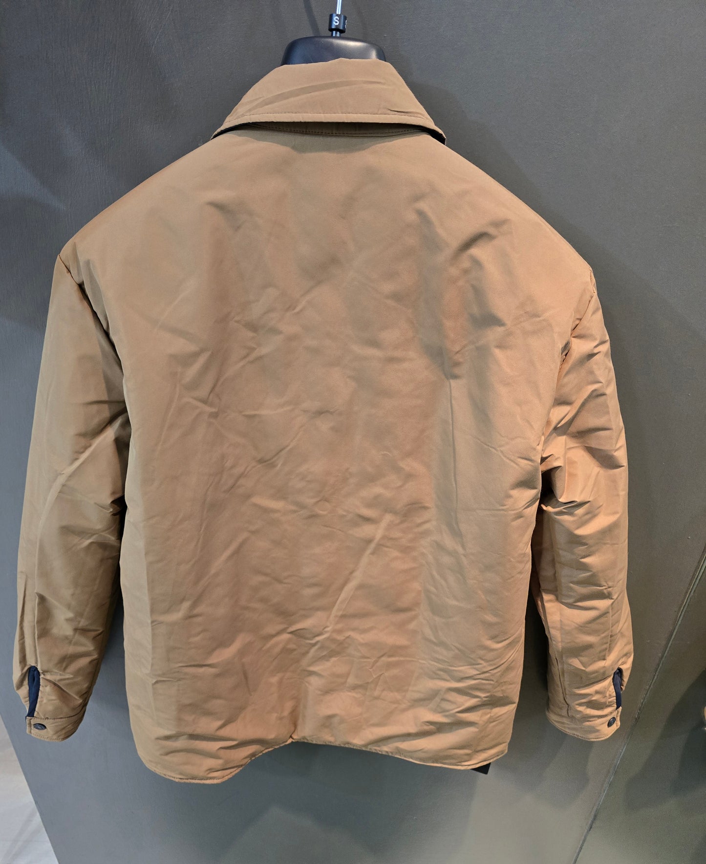 Giacca Taglio Camicia Leggermente Imbottita Rivestimento Impermeabile Reversibile Blu Cammello