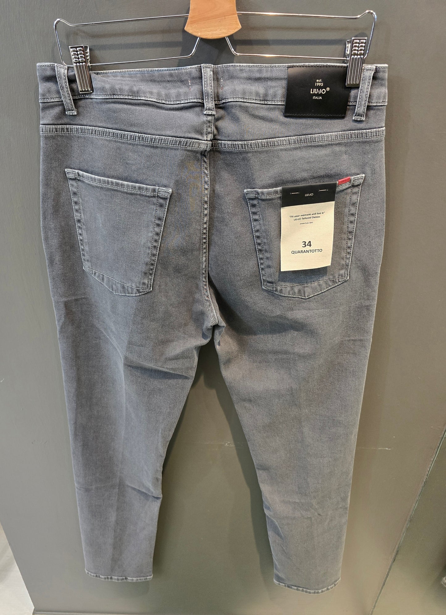 Jeans Elasticizzato Grigio Slim Taglia 48