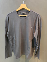 Carica l'immagine nel visualizzatore di Gallery, T-Shirt Paricollo Cotone Manica Lunga Grigio Logo