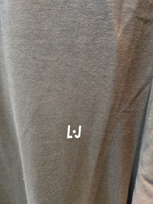 T-Shirt Cotone Paricollo Manica Lunga Grigio Piccolo Logo Davanti