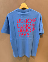 Carica l'immagine nel visualizzatore di Gallery, T-Shirt Paricollo Cotone Blu Royal Scritta Dietro