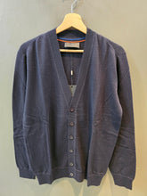 Carica l'immagine nel visualizzatore di Gallery, Cardigan Abbottonato Blu Scuro Lana Cotone Taglia L