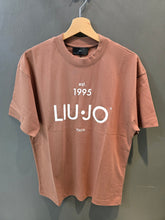 Carica l'immagine nel visualizzatore di Gallery, T-Shirt Paricollo Cotone Logo Davanti Marrone