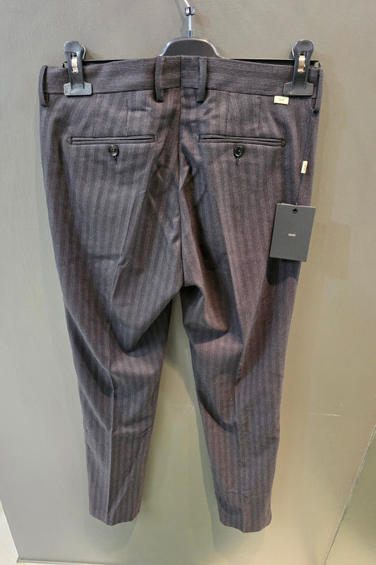 Pantalone Gessato Blu Scuro Chinos Gamba Stretta Completabile Giacca Taglia 44