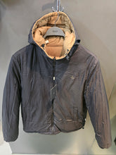 Carica l'immagine nel visualizzatore di Gallery, Piumino Reversibile Camel Nero Cappuccio Taglia L