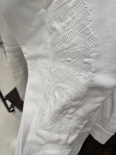Carica l'immagine nel visualizzatore di Gallery, Felpa Paricollo Cotone Garzato Ricamo Tono Bianco Taglia L