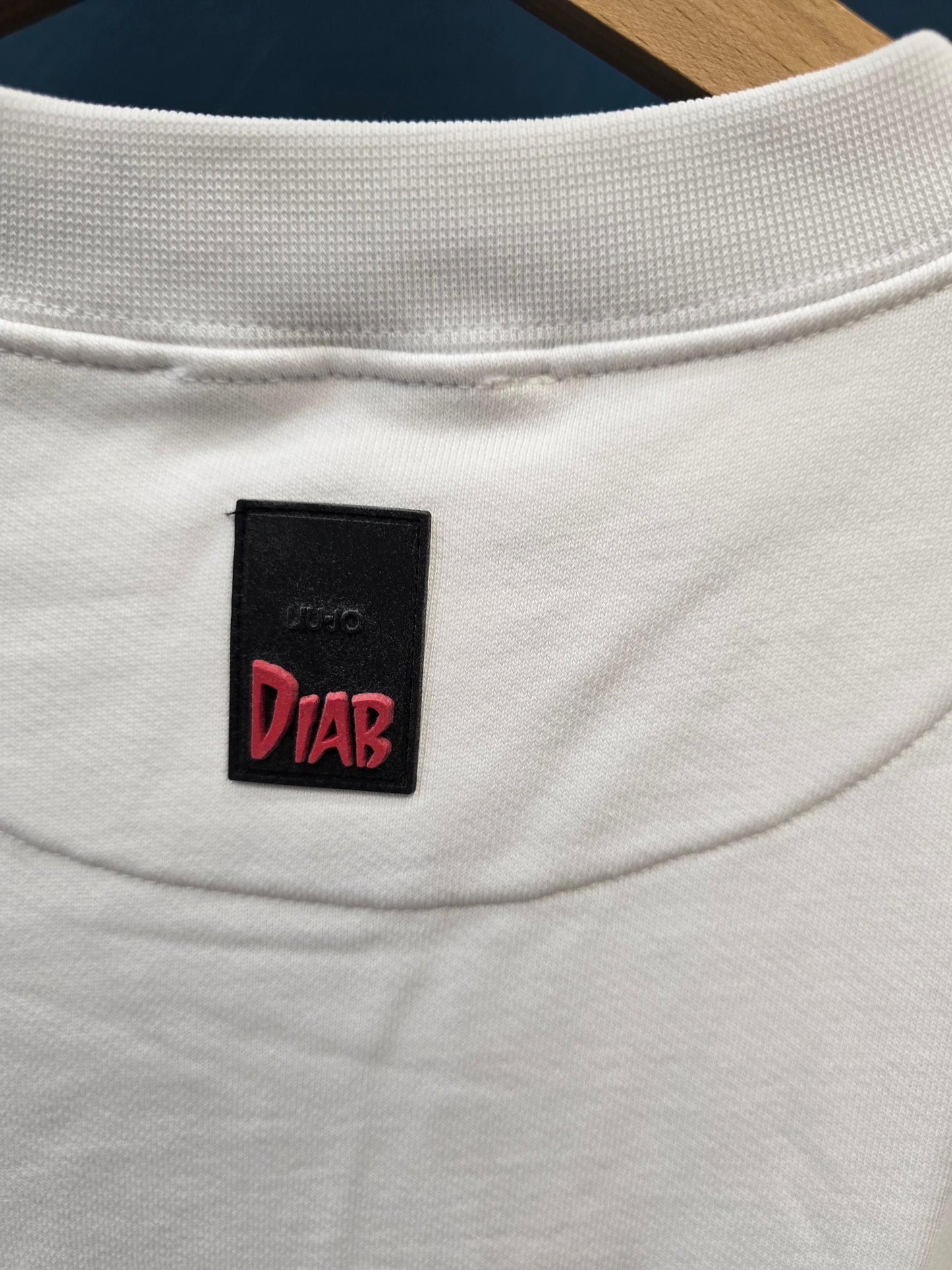 Felpa Paricollo Cotone Garzato Bianco Ricamata Tono Tono Taglia L