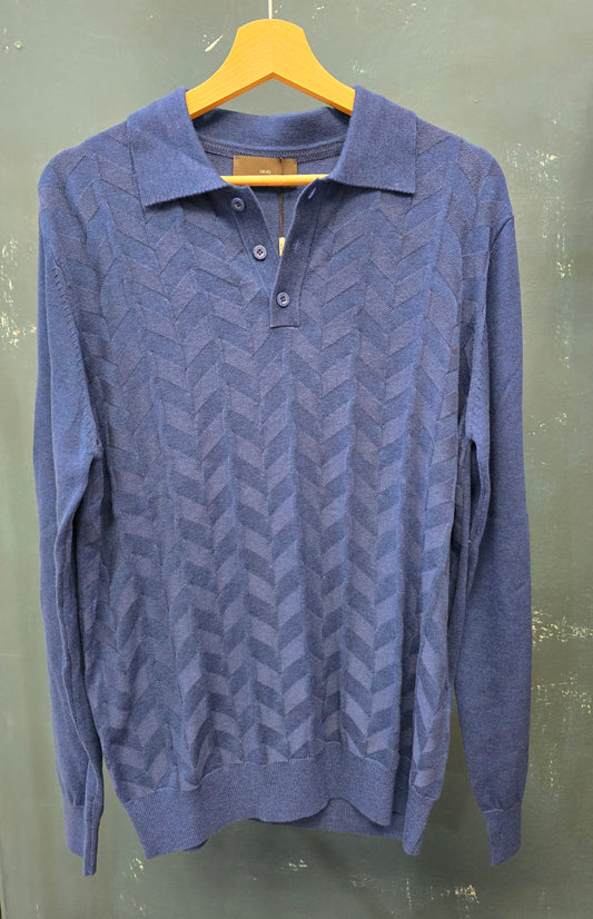 Polo Maglia Operata Carta Zucchero Blu