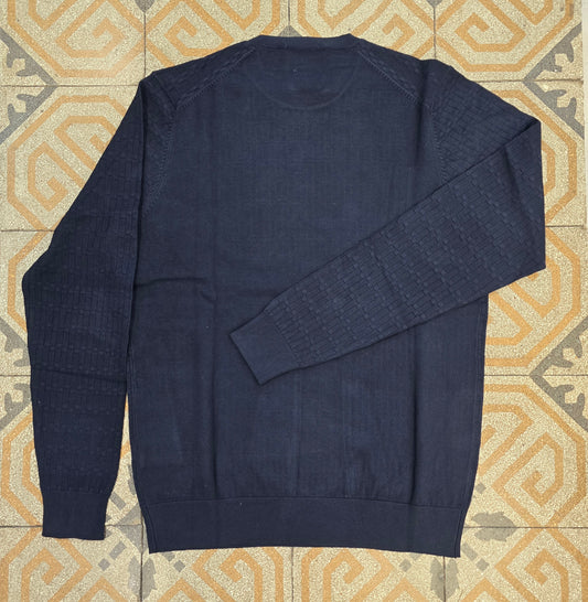 Maglia Viscosa Lavorata Davanti Paricollo Blu Navy