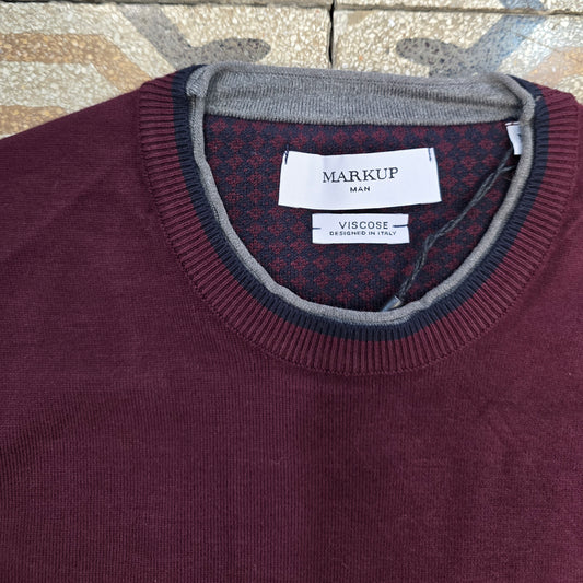 Maglia Paricollo Viscosa Toppe Contrasto Gomito Doppio Colletto