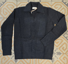 Carica l'immagine nel visualizzatore di Gallery, Maglia Colletto Scollo V Misto Lana Nero