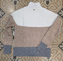 Carica l'immagine nel visualizzatore di Gallery, Maglia Dolcevita Righe Grandi Panna Grigio Cammello