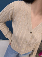 Carica l'immagine nel visualizzatore di Gallery, Cardigan Coste Larghe Abbottonato Scollo V Lurex