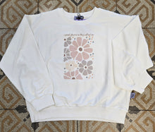 Carica l'immagine nel visualizzatore di Gallery, Felpa Paricollo Cotone Felpato Motivo Floreale Bianco