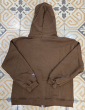 Carica l'immagine nel visualizzatore di Gallery, Felpa Cotone Felpato Cappuccio Tascone Zip Caffè