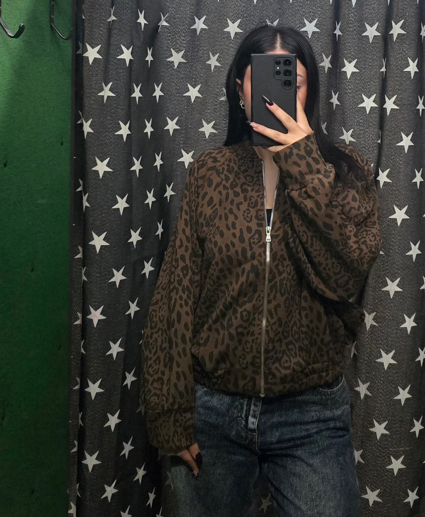 Bomber Felpa Felpata Cotone Stampa Animalier Taglia Unica