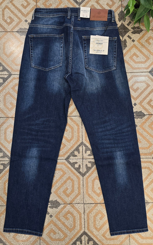 Jeans Elasticizzato Blu Scuro Regular Fit