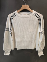 Carica l'immagine nel visualizzatore di Gallery, Maglia Paricollo Costa Larga Manica Bombata Greca Bianca