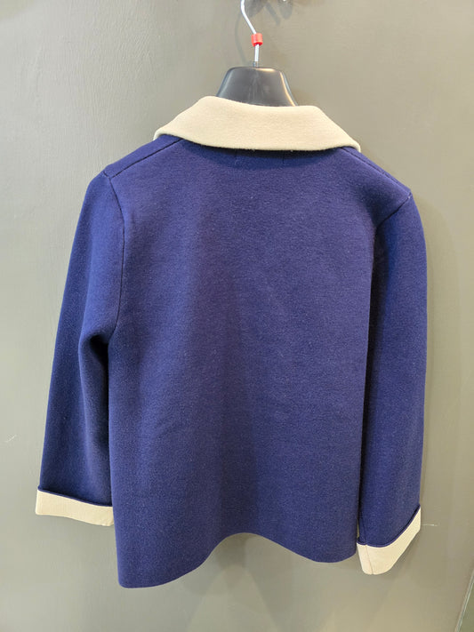 Cappotto Corto Doppiopetto Blu Inchiostro Reverse Avorio