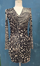 Carica l'immagine nel visualizzatore di Gallery, Abito Tulle Fantasia Bianco Nero Foderato Arricciatura