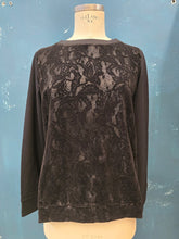 Carica l'immagine nel visualizzatore di Gallery, Felpa Cotone Felpato Paricollo Pizzo Velluto Nero