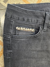 Carica l'immagine nel visualizzatore di Gallery, Jeans Elasticizzato Skinny Pietre Tasca Nero Taglia 42