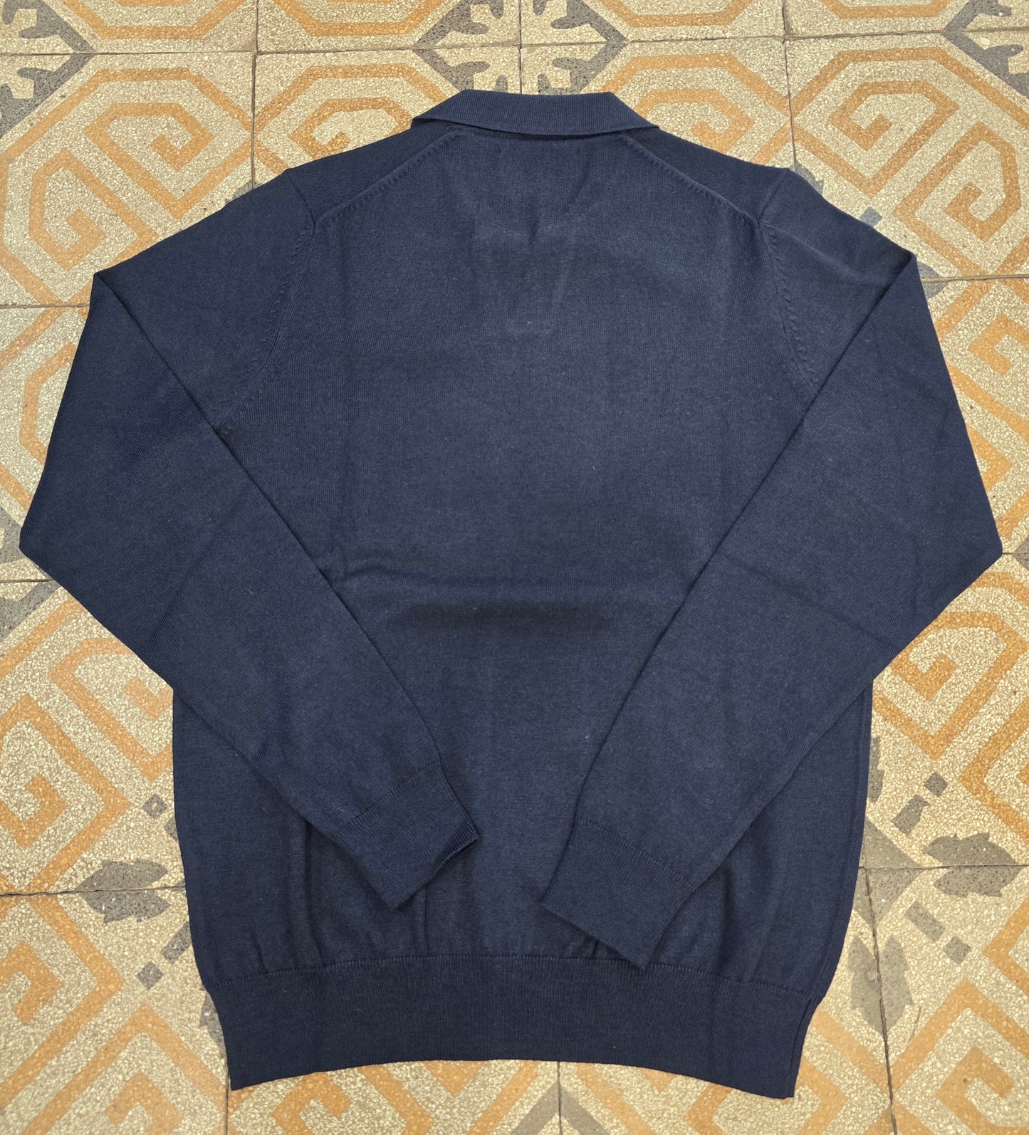 Maglia Misto Cashmere Colletto Blu