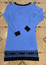 Carica l'immagine nel visualizzatore di Gallery, Abito Maglia Viscosa Barca Azzurro Greche Nere
