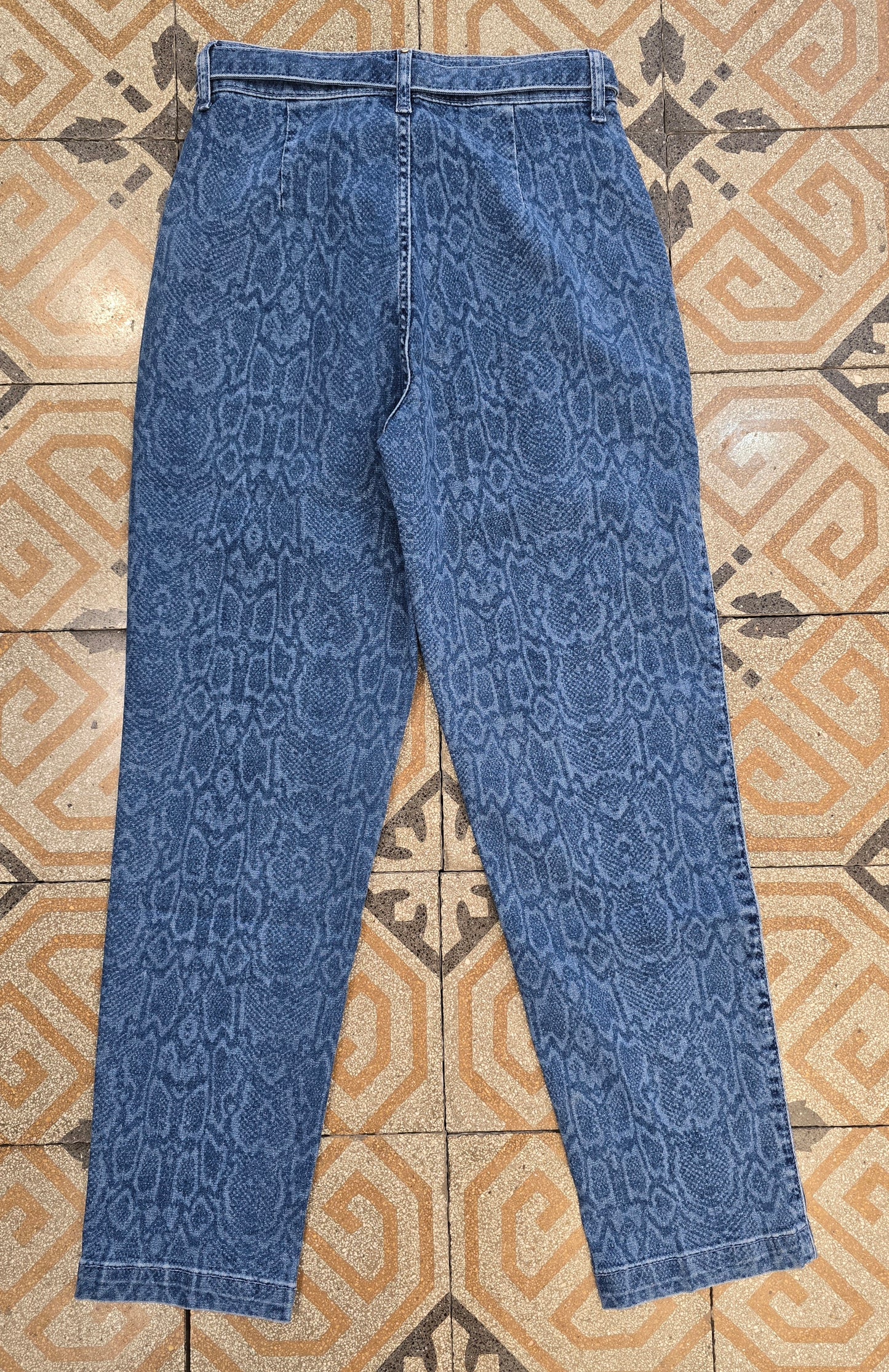 Jeans Elastico Stampato Cintura Catena Oro Boy Friend Taglia 42