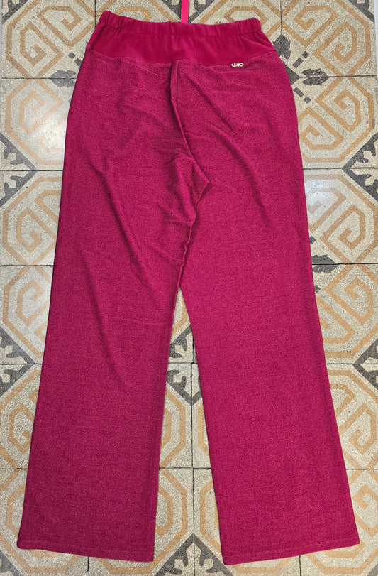 Pantalone Lurex Palazzo Coulisse Vita Lampone Taglia 42