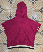 Carica l'immagine nel visualizzatore di Gallery, Felpa Lurex Mezze Maniche Incrociata Cappuccio Lampone