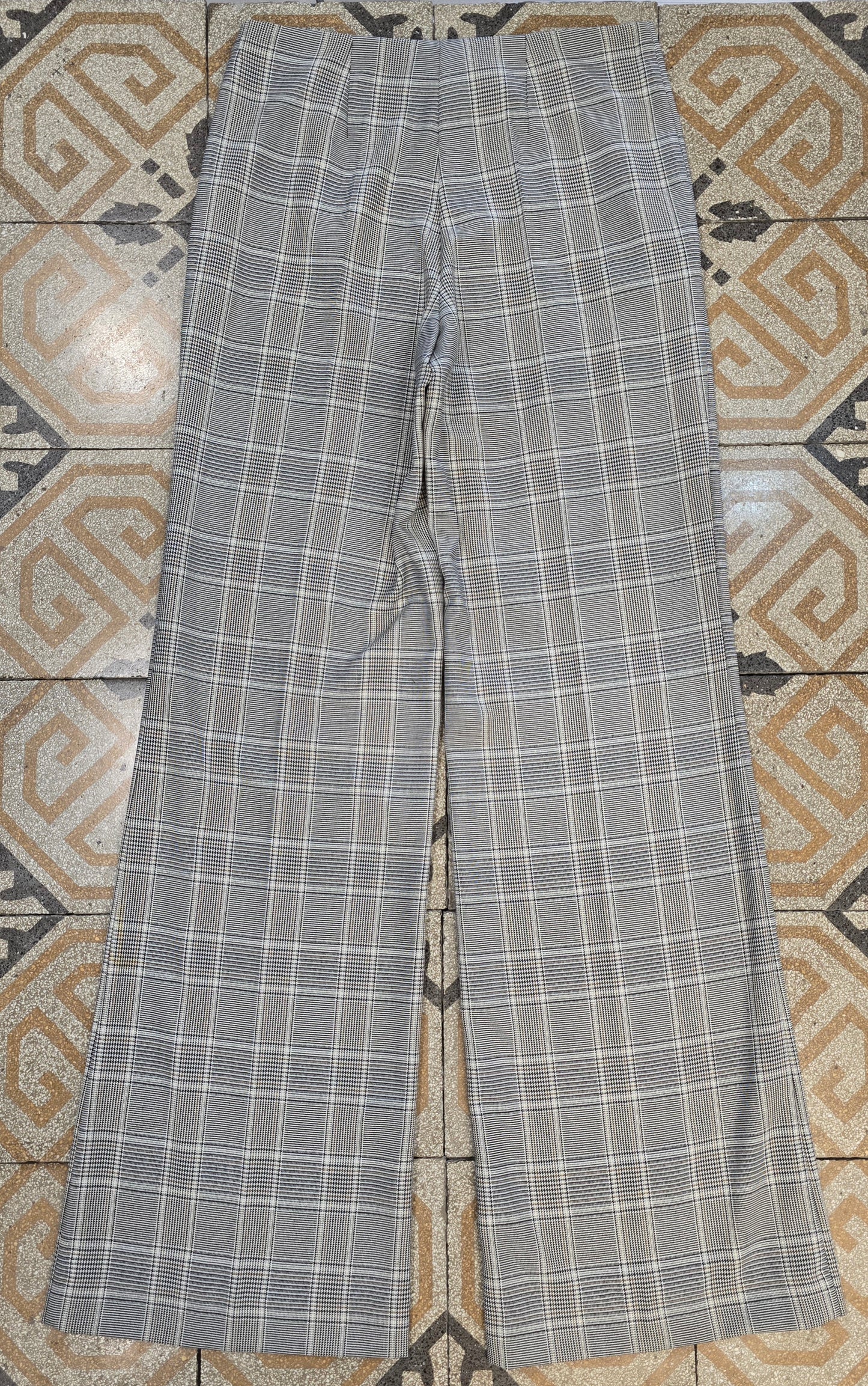 Pantalone Principe Galles Palazzo Plaid Taglia 42