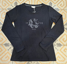 Carica l'immagine nel visualizzatore di Gallery, T-Shirt Manica Lunga Cotone Stampa Nera Taglia 42