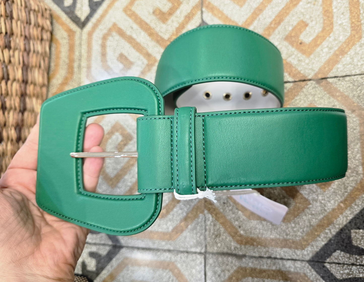 Cintura Ecopelle Verde Modello Alto Taglia Unica