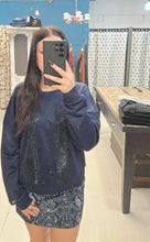 Carica l'immagine nel visualizzatore di Gallery, Felpa Paricollo Cotone Felpato Blu Borchie Taglia 42