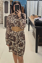 Carica l'immagine nel visualizzatore di Gallery, Abito Fantasia Plissettato Tunichetta Ginocchio Taglia 42