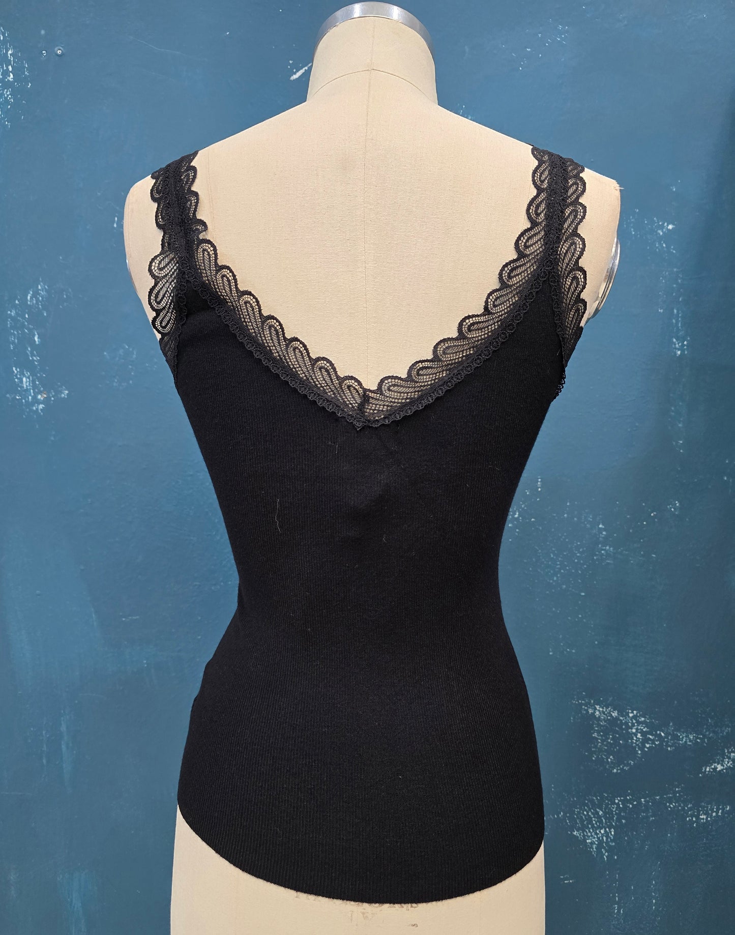 Canotta 50% Viscosa Costine Spallini Pizzo Scollatura