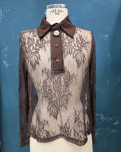 Carica l'immagine nel visualizzatore di Gallery, Polo Pizzo Trasparente Bottone Gioiello Marrone