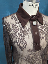 Carica l'immagine nel visualizzatore di Gallery, Polo Pizzo Trasparente Bottone Gioiello Marrone