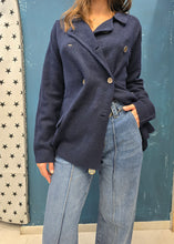 Carica l'immagine nel visualizzatore di Gallery, Cappotto Maglia Doppiopetto Blu