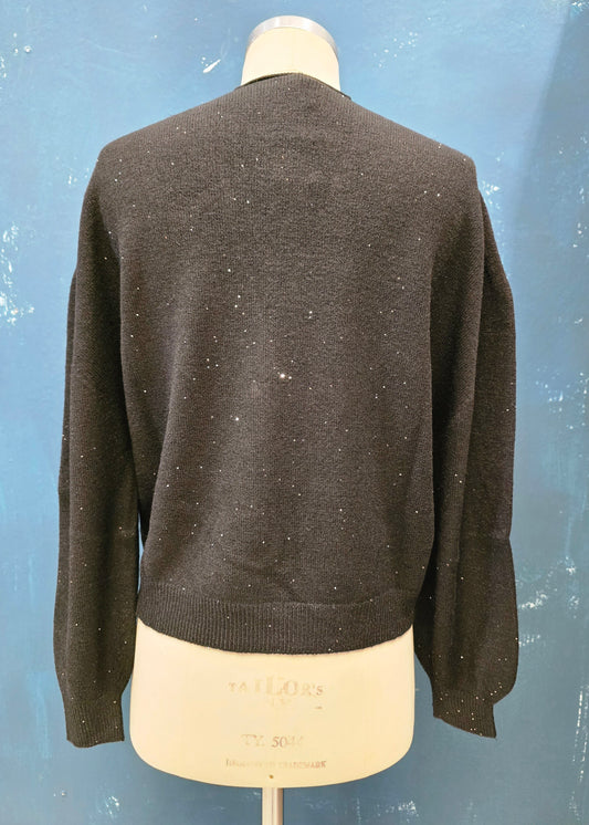 Giacca Maglia Lurex Bottoni Oro Lunghezza Fianchi