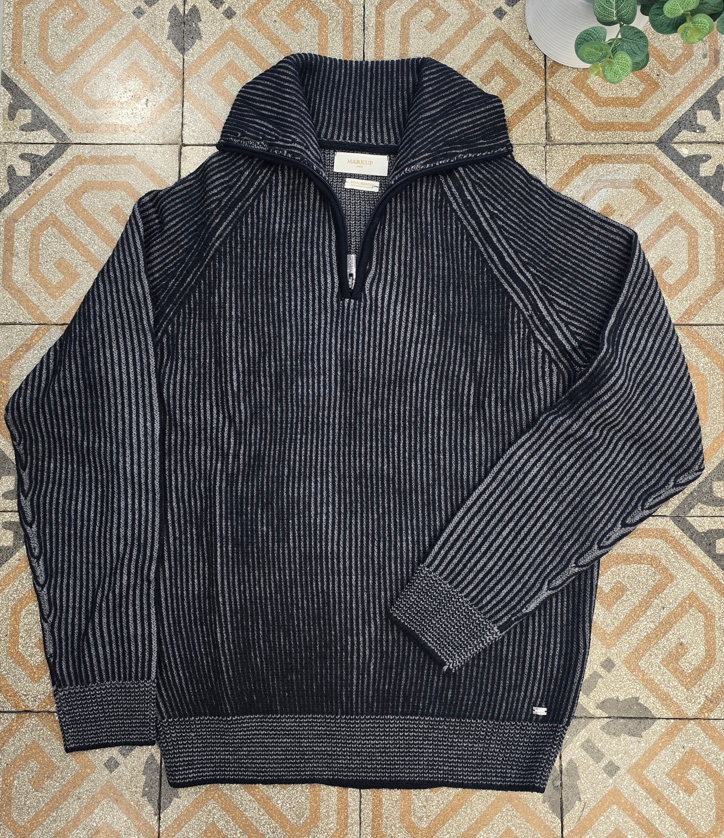 Maglia Misto Lana 30% Costa Inglese Mezza Zip