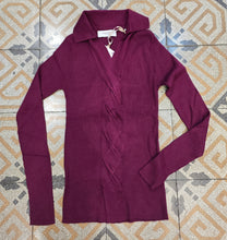 Carica l'immagine nel visualizzatore di Gallery, Maglia Costine Treccia Verticale Polo