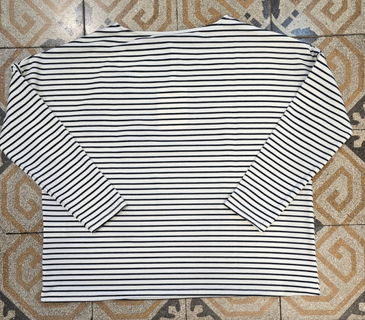 Felpa Rigata Scollo Barca Stelle Ricamate