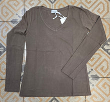 Carica l'immagine nel visualizzatore di Gallery, T-Shirt Basic Cotone Manica Lunga Scollo V