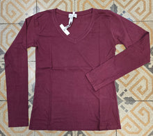 Carica l'immagine nel visualizzatore di Gallery, T-Shirt Basic Cotone Manica Lunga Scollo V