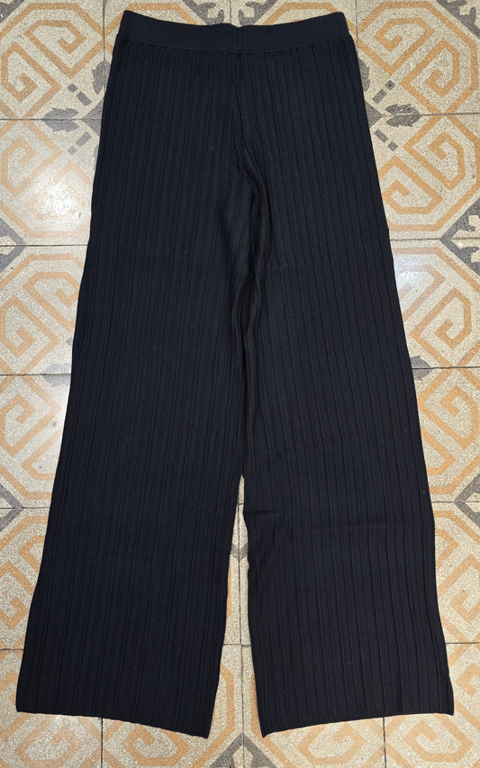 Pantalone Maglia Costa Larga Coulisse Nero S