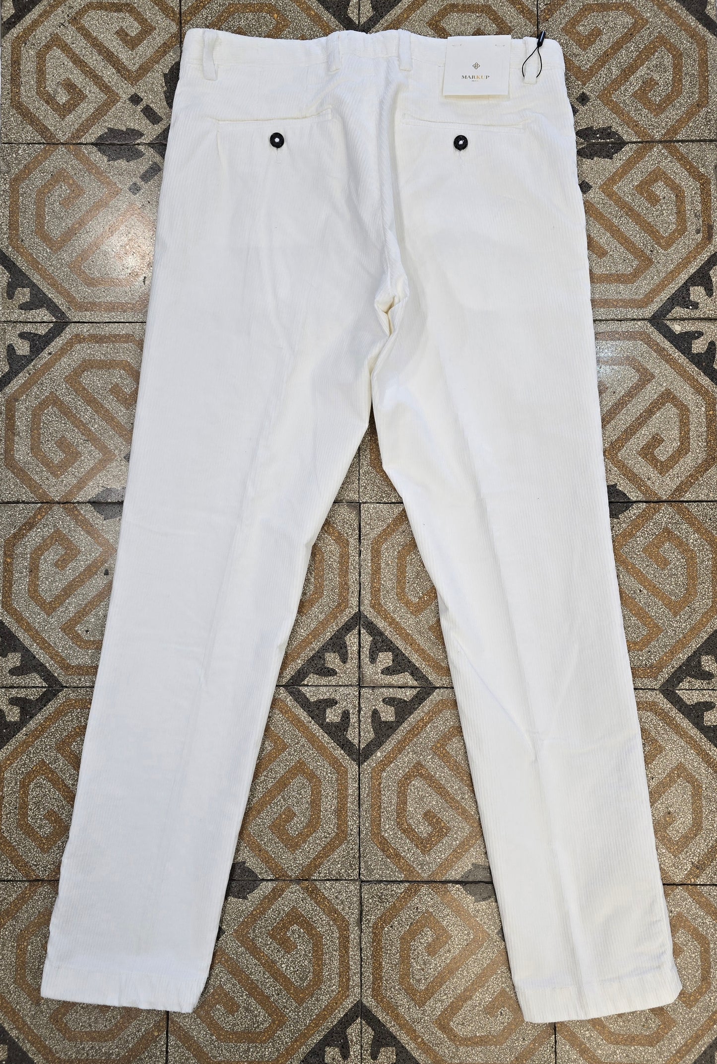 Pantalone Velluto Millerighe Chinos Bianco Regular